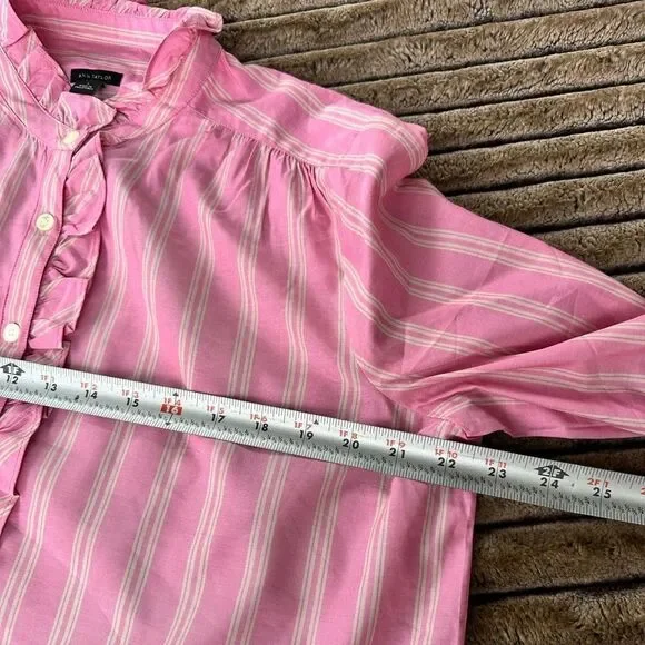 🎉5 for $45 🎉 NWT Ann Taylor Top Blouss Shirt Size L Pink - Picture 9 of 11